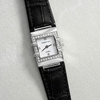 Đồng hồ nữ chính hãng Roberto Era RE1601 dây da đen mặt trắng vuông size 20x30mm vỏ silver