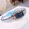 Đồng Hồ Nữ Franklin Đính Đá Chính Hãng FL6133 Vỏ Bạc Mặt Bầu Trời Size 25x36mm Quartz Tặng Kèm Dây Chuyền