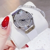 Set Đồng hồ nữ X-cer chính hãng dây cao su trắng vỏ bạc size 34mm - Mặt đồng hồ đính đá