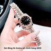 Set đồng hồ nữ Amica chính hãng màu demi vàng hồng mặt đen size 32mm - Đồng hồ Amica A059