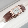 Đồng hồ nữ chính hãng Roberto Era RE1601 dây da nâu mặt trắng vuông size 20x30mm vỏ rose gold