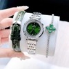 Set đồng hồ nữ chính hãng Roberto Era RE084 dây da xanh lá vỏ silver size 32mm, kèm bộ dây kim loại và phụ kiện