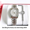 Set đồng hồ nữ Amica chính hãng màu bạc mặt trắng size 32mm - Đồng hồ Amica A059