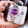 Set đồng hồ nữ chính hãng Roberto Era RE0848 dây da tím vỏ silver size 32mm, kèm bộ dây kim loại và phụ kiện