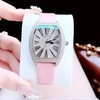 Set đồng hồ nữ chính hãng Roberto Era RE022 dây da hồng mặt số la mã vỏ silver size 36mm