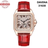 Đồng Hồ Nữ Davena Tự Động 31638 Dây Da Đỏ Rose Gold 33mm