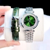 Set đồng hồ nữ chính hãng Roberto Era RE084 dây da xanh lá vỏ silver size 32mm, kèm bộ dây kim loại và phụ kiện
