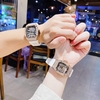 Đồng Hồ Cặp Hanboro by Huboler Dây Cao Su Trắng Đính Đá Vỏ Rose Chính Hãng 45mm-36mm