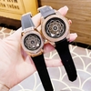 Đồng Hồ Cặp Hanboro by Huboler Quartz Dây Đen Vỏ Rose Chính Hãng 42mm-36mm