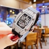 Set Đồng Hồ Nữ Hanboro Mặt Nhện Dây Cao Su Đen Chính Hãng Đính Đá Silver Size 31x44mm Quartz Tặng Kèm Lắc Tay