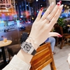 Set Đồng Hồ Nữ Hanboro Mặt Nhện Dây Cao Su Đen Chính Hãng Đính Đá Silver Size 31x44mm Quartz Tặng Kèm Lắc Tay