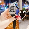 Set Đồng Hồ Nữ Hanboro Mặt Nhện Dây Cao Su Đen Chính Hãng Đính Đá Silver Size 31x44mm Quartz Tặng Kèm Lắc Tay