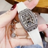 Đồng hồ Hanboro nữ dây cao su đính đá chính hãng, Hanboro moonphase mặt vuông size 36mm