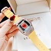 Set Đồng Hồ Nữ Hanboro by Huboler Quartz Dây Cao Su Vàng Mặt Trái Tim Size 36mm