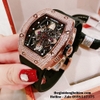 Đồng Hồ Hanboro Nam Tự Động Silicone Đen Đính Đá Rose Gold 40x48mm