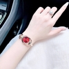 Set Đồng Hồ Lắc Tay Nữ Roberto Era Horsebit Dây Rose Gold Mặt Đỏ Size 28mm - RE9201