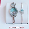 Set Đồng Hồ Lắc Tay Nữ Roberto Era Horsebit Mặt Xà Cừ Xanh Size 28mm - RE9102
