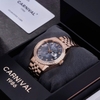 Đồng Hồ Nam Carnival 8131G2-VH-DK Automatic Dây Vàng Hồng Mặt Xà Cừ Xám Size 40mm