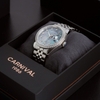 Đồng Hồ Nam Carnival 8131G2-VT-DK Automatic Dây Thép Silver Mặt Xà Cừ Xám Size 40mm