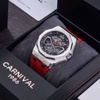 Đồng Hồ Nam Carnival 8156G Tự Động Dây Cao Su Đỏ Vỏ Silver Size 42mm