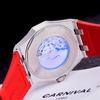 Đồng Hồ Nam Carnival 8156G Tự Động Dây Cao Su Đỏ Vỏ Silver Size 42mm
