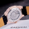 Đồng Hồ Nam Carnival 8160G Tự Động Mặt Đen Dây Da Đen Vàng Hồng 41mm