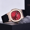 Đồng Hồ Nam Carnival 8160G Tự Động Mặt Đỏ Dây Da Đen Vàng Hồng Size 41mm