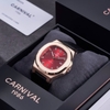 Đồng Hồ Nam Carnival 8160G Tự Động Mặt Đỏ Dây Da Đen Vàng Hồng Size 41mm
