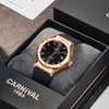 Đồng Hồ Nam Carnival 8168G Tự Động Mặt Đen Dây Cao Su Đen Vỏ Vàng Hồng 42mm