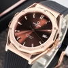 Đồng Hồ Nam Carnival 8168G Tự Động Mặt Nâu Dây Cao Su Đen Vỏ Vàng Hồng 42mm