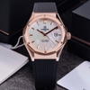 Đồng Hồ Nam Carnival 8168G Tự Động Mặt Trắng Xà Cừ Dây Cao Su Đen Vàng Hồng 42mm
