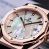 Đồng Hồ Nam Carnival 8168G Tự Động Mặt Trắng Xà Cừ Dây Cao Su Đen Vàng Hồng 42mm