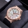 Đồng Hồ Nam Carnival 8168G Tự Động Mặt Trắng Xà Cừ Dây Cao Su Đen Vàng Hồng 42mm