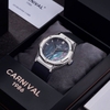 Đồng Hồ Nam Carnival 8168G Tự Động Mặt Xà Cừ Dây Cao Su Đen Vỏ Silver 42mm
