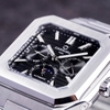 Đồng Hồ Nam Carnival 8187G Tự Động 6 Kim Mặt Đen Dây Kim Loại Silver Size 42mm