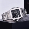 Đồng Hồ Nam Carnival 8187G Tự Động 6 Kim Mặt Đen Dây Kim Loại Silver Size 42mm