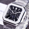 Đồng Hồ Nam Carnival 8187G Tự Động 6 Kim Mặt Đen Dây Kim Loại Silver Size 42mm