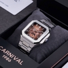 Đồng Hồ Nam Carnival 8187G Tự Động 6 Kim Mặt Nâu Dây Kim Loại Silver Size 42mm