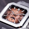 Đồng Hồ Nam Carnival 8187G Tự Động 6 Kim Mặt Nâu Dây Kim Loại Silver Size 42mm