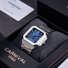 Đồng Hồ Nam Carnival 8187G Tự Động 6 Kim Mặt Xanh Dây Kim Loại Silver Size 42mm