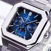 Đồng Hồ Nam Carnival 8187G Tự Động 6 Kim Mặt Xanh Dây Kim Loại Silver Size 42mm