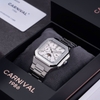 Đồng Hồ Nam Carnival 8187G Tự Động 6 Kim Mặt Trắng Dây Kim Loại Silver Size 42mm