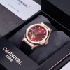 Đồng Hồ Nam Carnival 8189G Tự Động Mặt Đỏ Dây Cao Su Đen Vàng Hồng 42mm