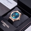 Đồng Hồ Nam Carnival 8189G Tự Động Mặt Xanh Dây Cao Su Đen Vàng Hồng 42mm