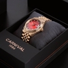 Đồng Hồ Nam Carnival 8250G-VH-DO Automatic Dây Thép Màu Vàng Hồng Mặt Đỏ Size 38mm