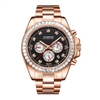Đồng Hồ Nam Hanboro Automatic Crystal Bezel Rose Gold 42mm HB8023