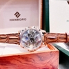 Đồng Hồ Nam Hanboro Automatic (Tự Động) Dây Da Nâu Gân Rose Gold 44mm