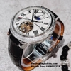 Đồng Hồ Nam Hanboro Automatic Moonphase Dây Da Đen Vỏ Silver 44mm