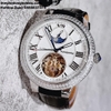Đồng Hồ Nam Hanboro Automatic Moonphase Dây Da Đen Vỏ Silver 44mm