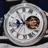 Đồng Hồ Nam Hanboro Automatic Moonphase Dây Da Đen Vỏ Silver 44mm